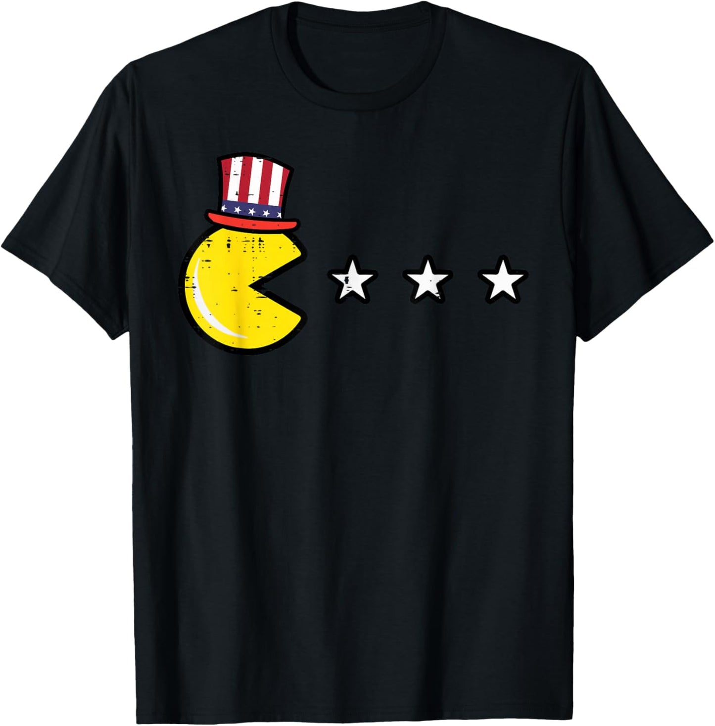 4th July Video Game Eating Stars Retro Gamer Boys Kids Men T-Shirt - T-Shirt | Black