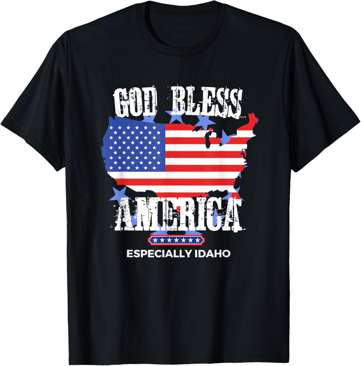 God Bless America Especially Idaho Awesome US State Design T-Shirt - T-Shirt | Black