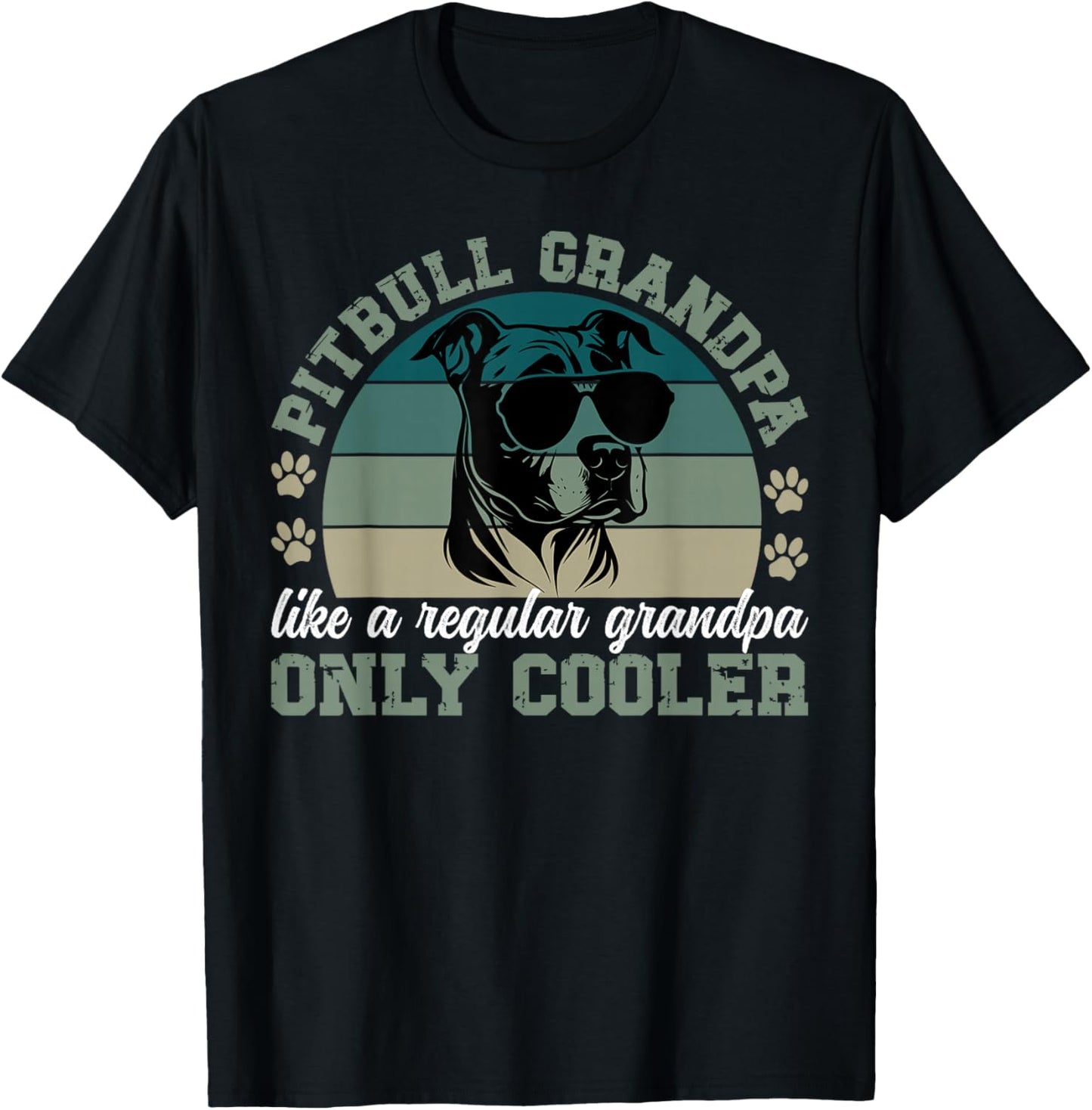 Cool Pitbull Grandpa Pitbull Grandfather Pittie Grandpa T-Shirt - T-Shirt | Black