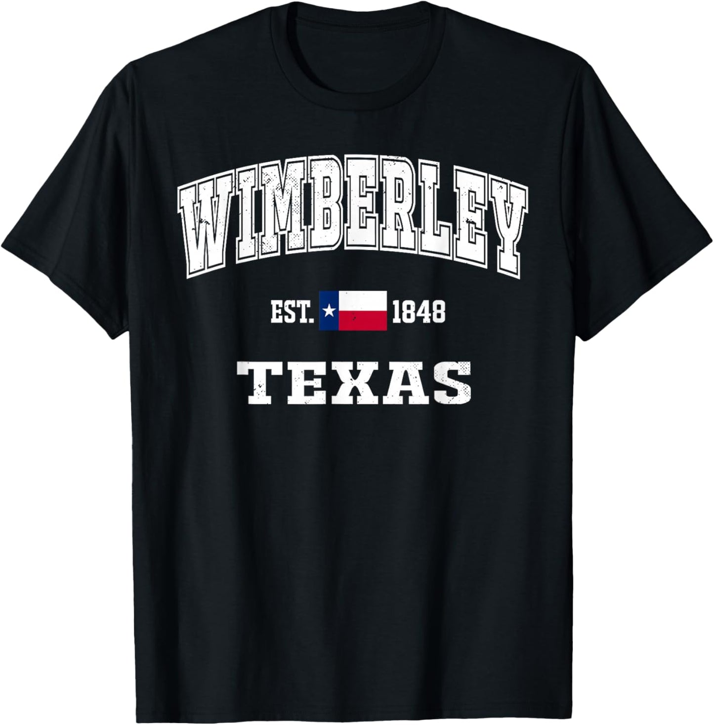 Wimberley Texas TX Vintage State Flag Athletic T-Shirt - T-Shirt | Black