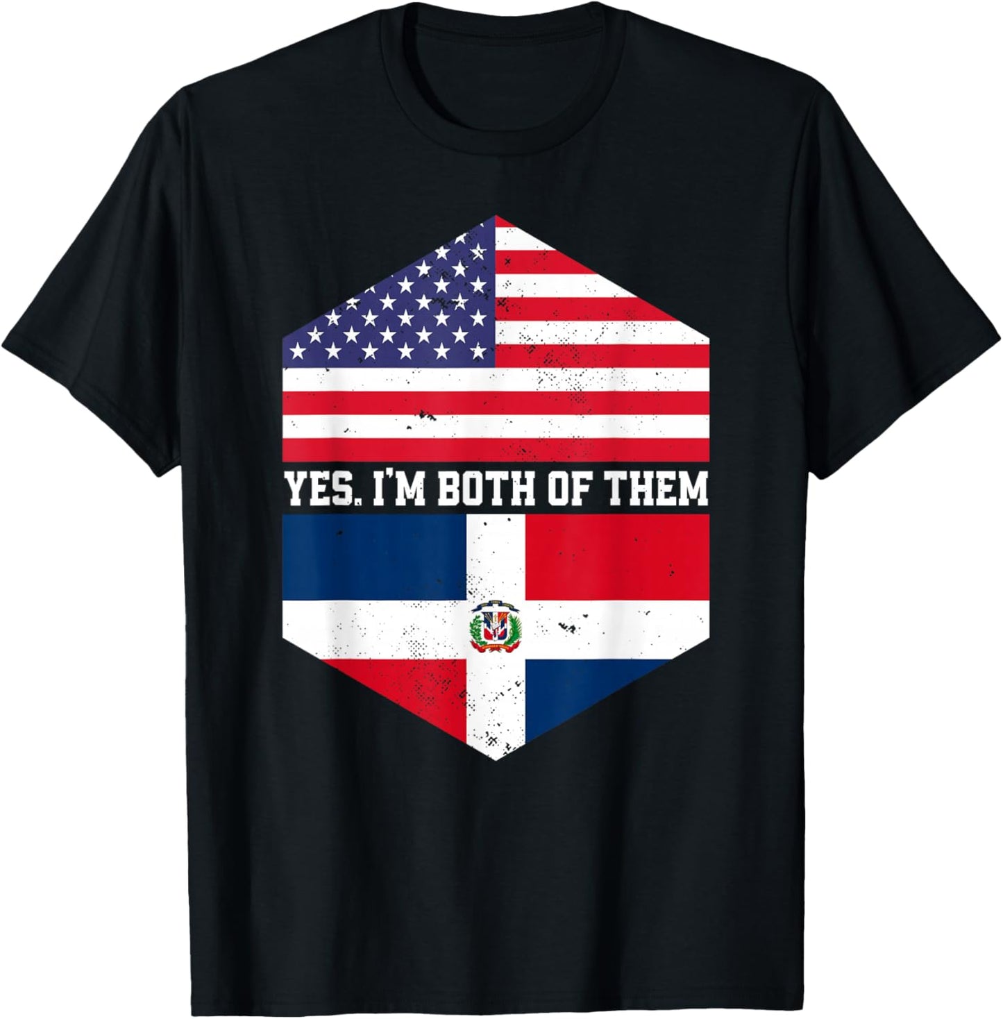 Half American Half Dominican USA Flag Dominican Republic T-Shirt - T-Shirt | Black