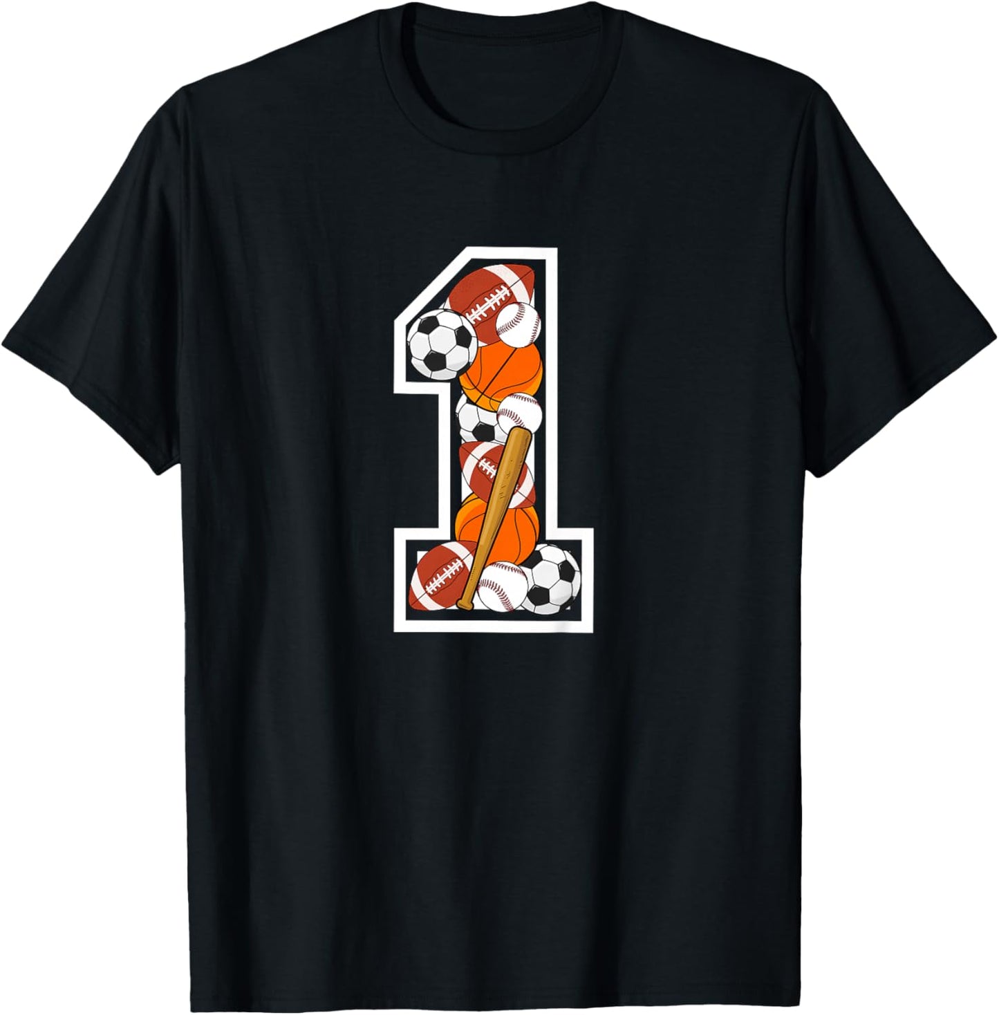 Kids 1st Birthday Sports Birthday Party 1 Year Old Boy T-Shirt - T-Shirt | Black