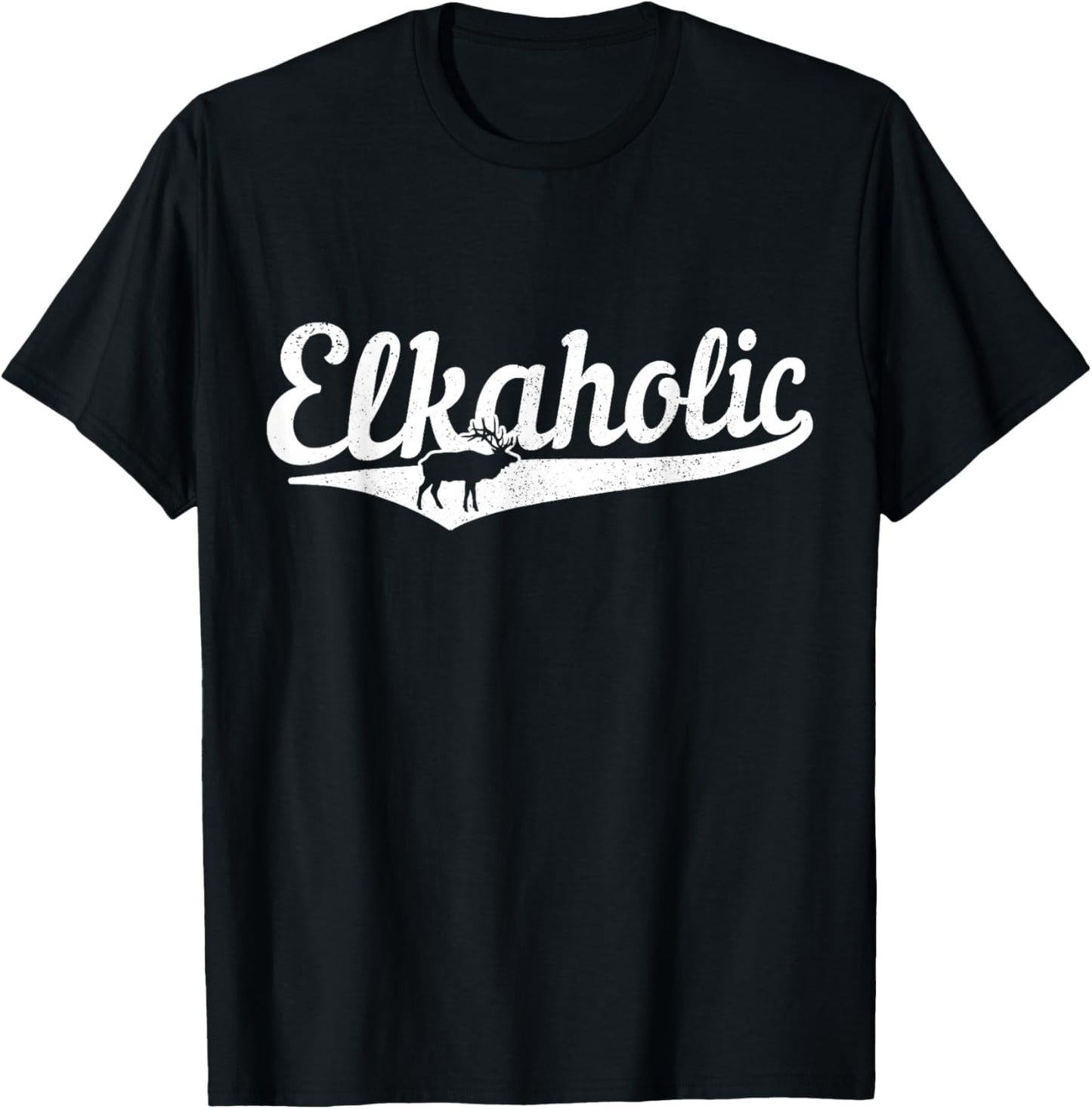 Elkaholic Moose Hunting Funny Moose Hunter T-Shirt - T-Shirt | Black