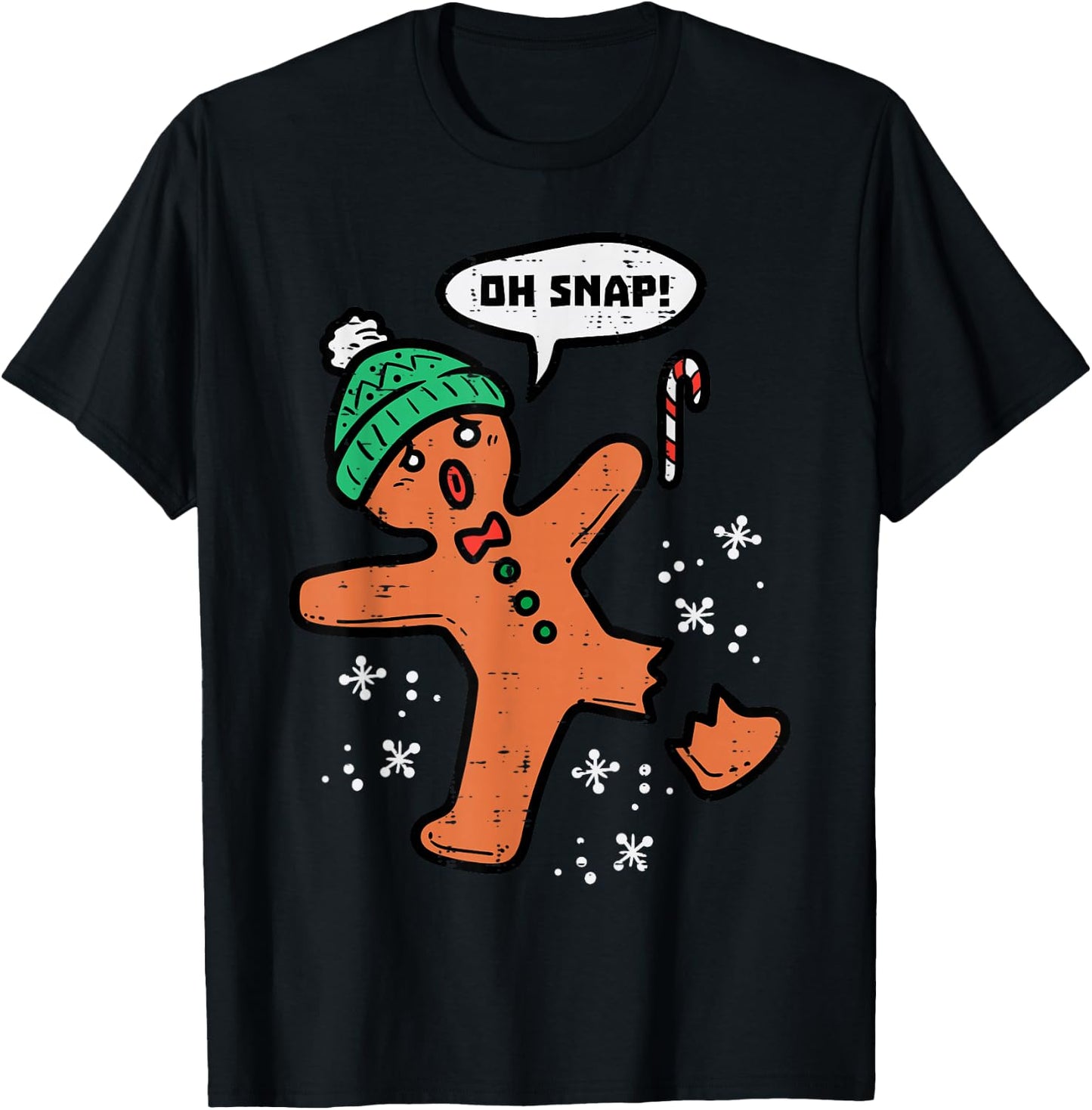 Oh Snap Gingerbread Man Funny Christmas Xmas Men Women Kids T-Shirt - T-Shirt | Black