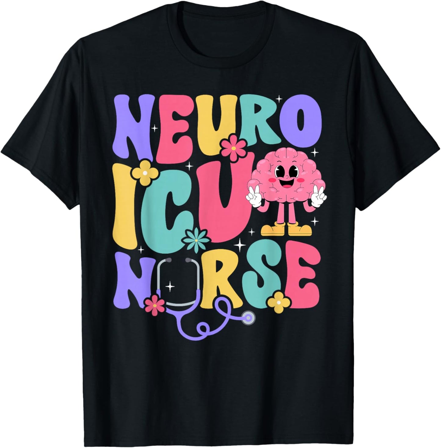 Groovy Neuro ICU Nurse Neurology ICU Nurse Neuro ICU Nursing T-Shirt - T-Shirt | Black