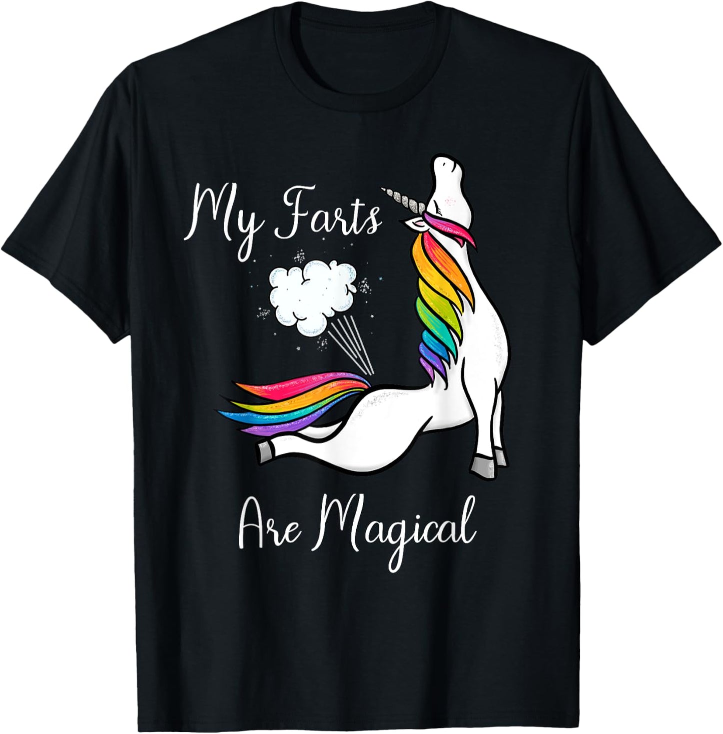 Funny Rainbow Farting Unicorn Gift My Farts Are Magical T-Shirt - T-Shirt | Black