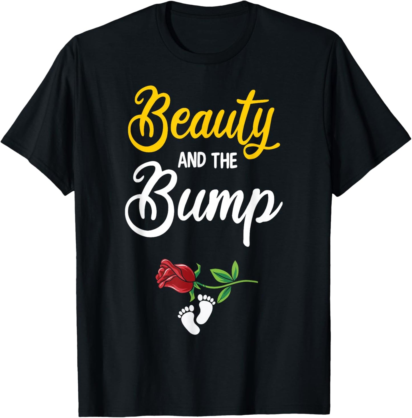 Beauty And The Bump Cute Pregnancy Announcement T-Shirt - T-Shirt | Black