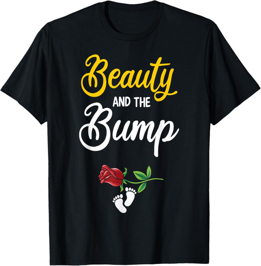 Beauty And The Bump Cute Pregnancy Announcement T-Shirt - T-Shirt | Black
