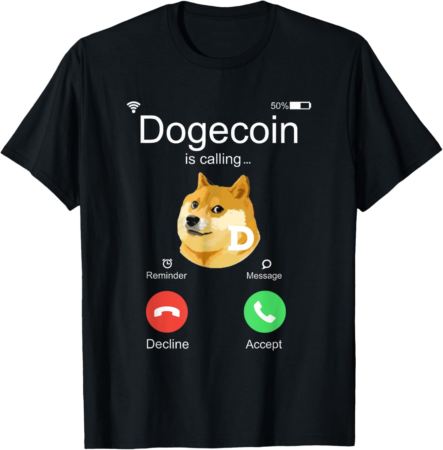 Dogecoin is Calling Funny Crypto Doge Coin Dog Meme Gift Women Girls Kids T-Shirt - T-Shirt | Black
