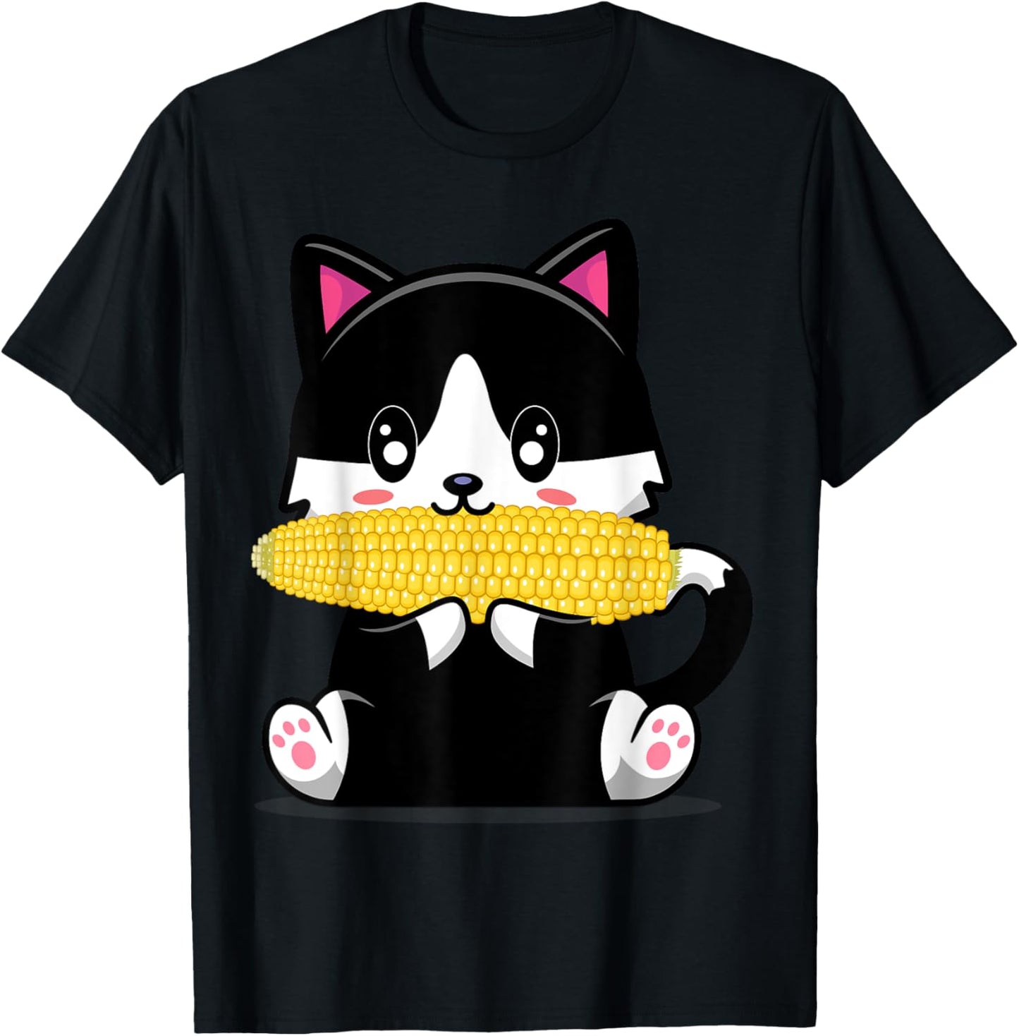 Corn Costume Halloween Cat Eats Corn Women T-Shirt - T-Shirt | Black