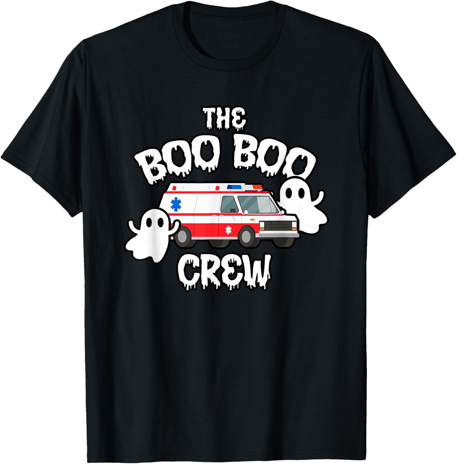 EMT Paramedic EMS Boo Boo Crew Ambulance Ghost Halloween T-Shirt - T-Shirt | Black