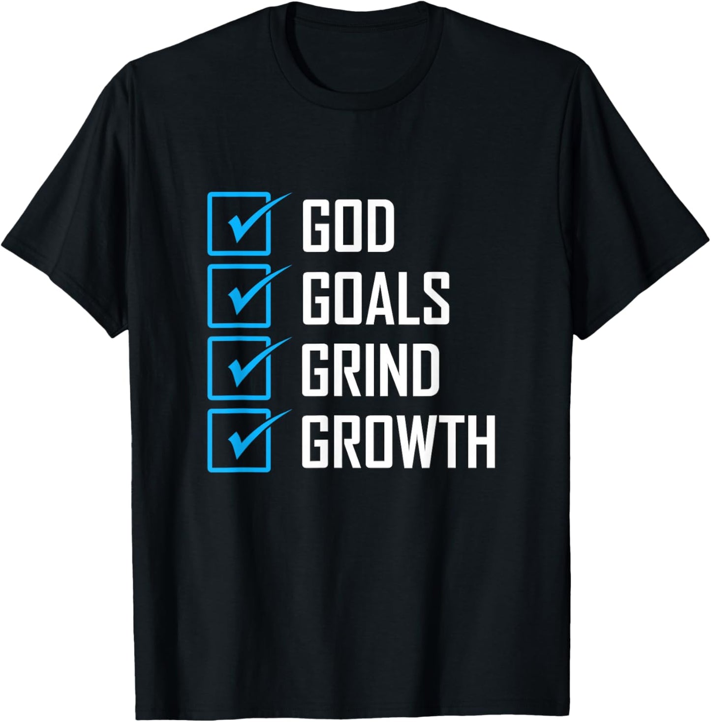 Blue Color Goals Grind Growth Blue Graphic T-Shirt - T-Shirt | Black