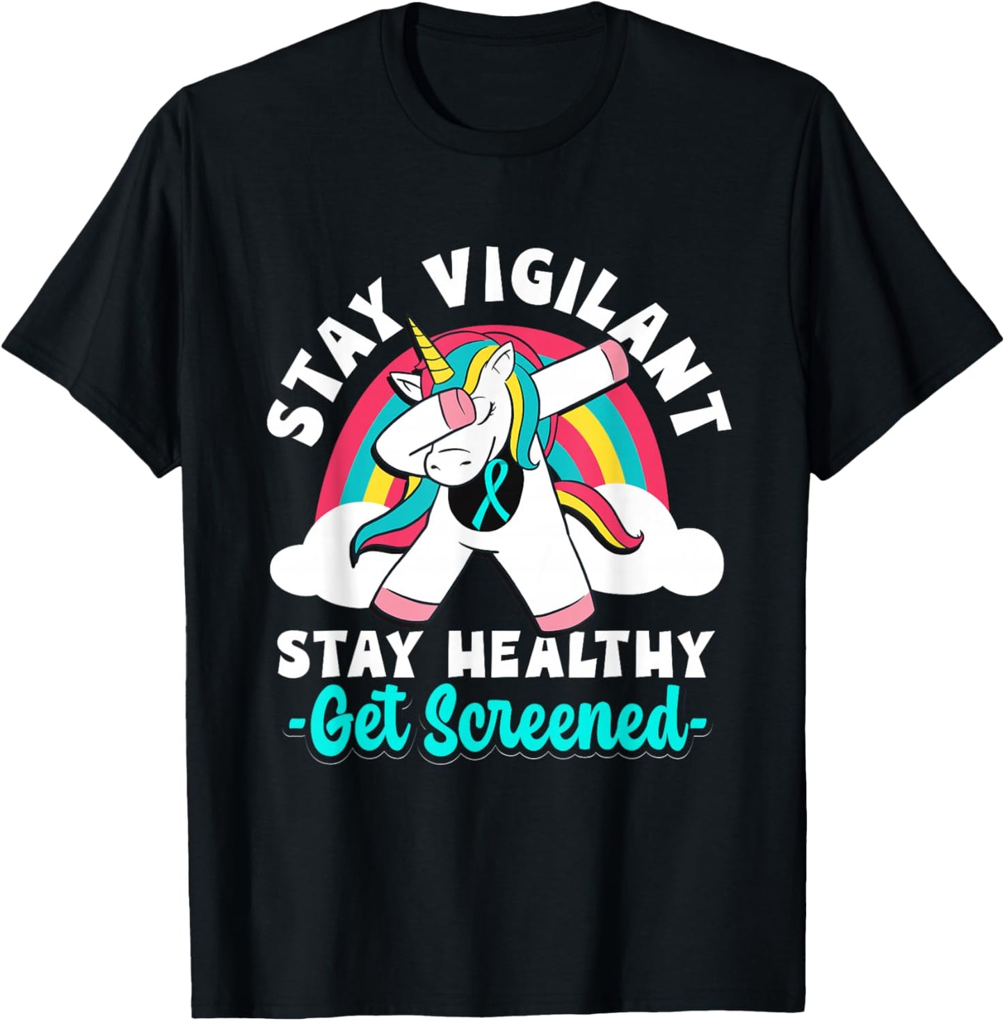 Teal Ribbon Cervical Cancer Awareness Month Survivor T-Shirt - T-Shirt | Black