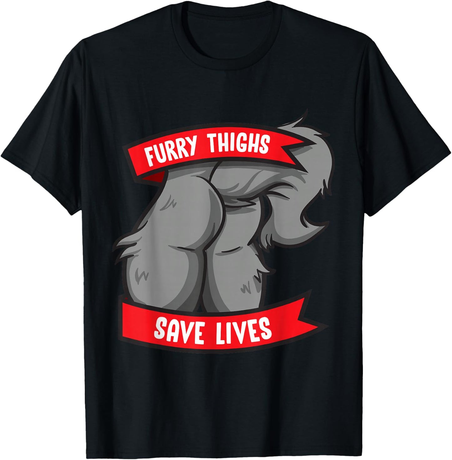 Wolf Furry Thighs Save Lives Proud Furry Pride Fandom T-Shirt - T-Shirt | Black