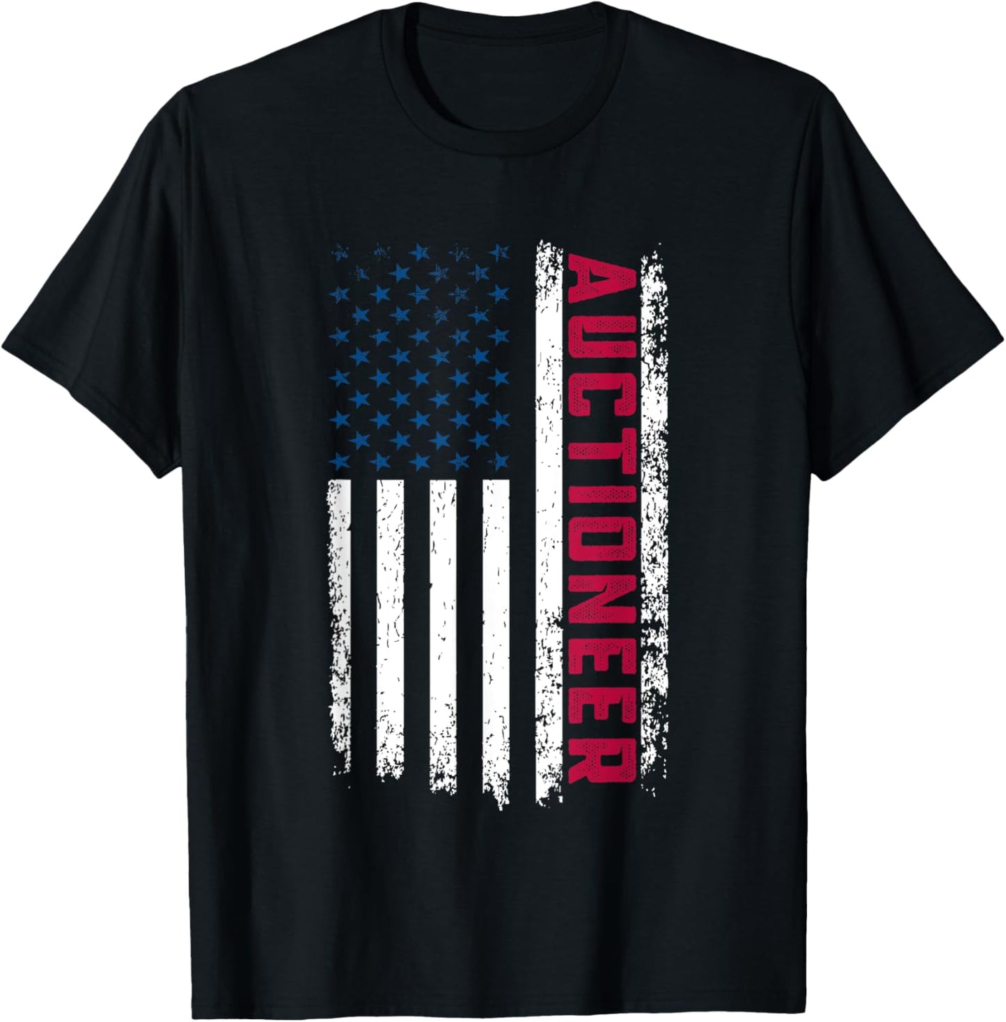 Auctioneer American Flag 4th July USA Patriotic Auctioneer T-Shirt - T-Shirt | Black