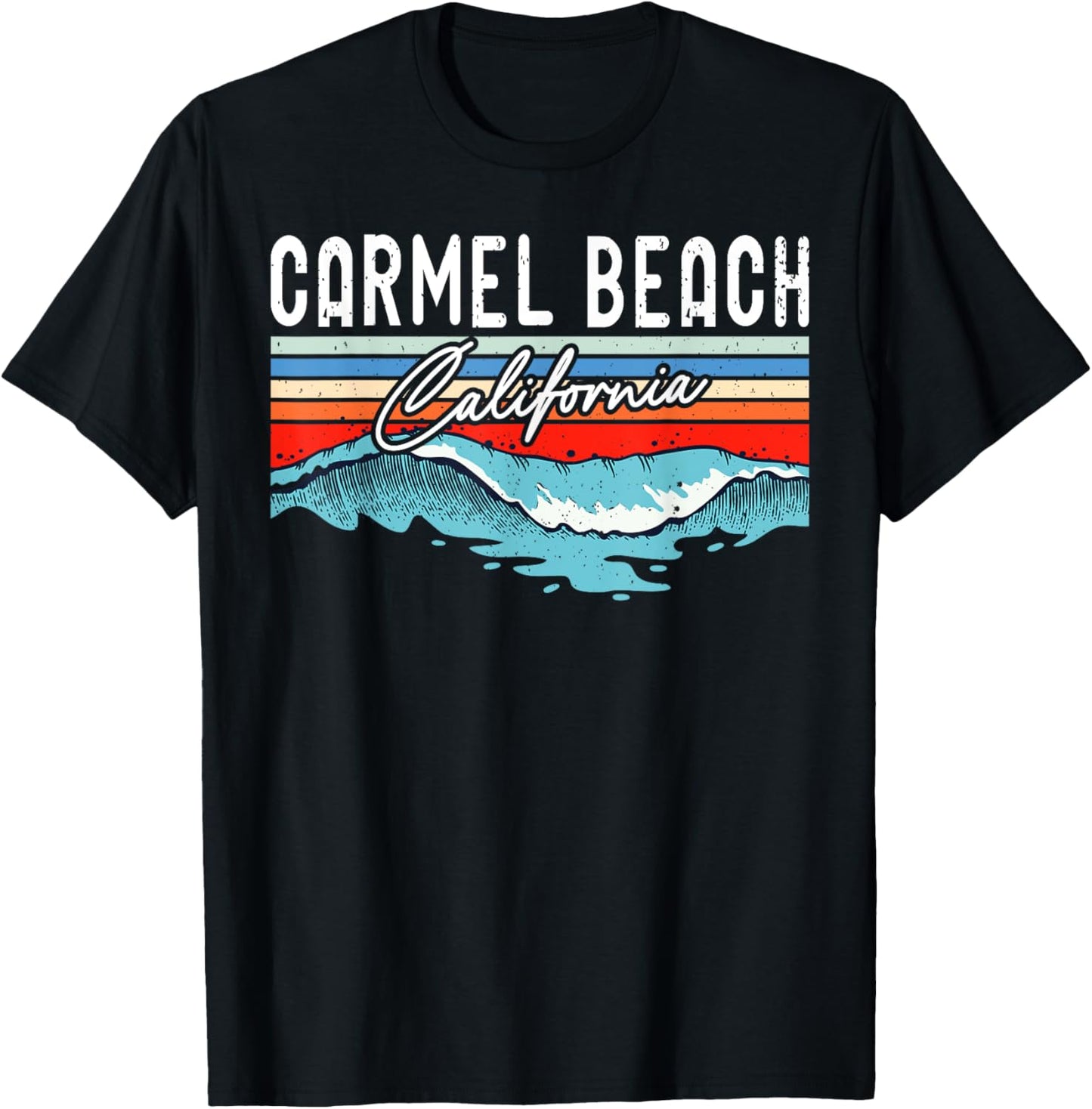 Retro Carmel Beach California Surfer Surfboarder Men Women Kids T-Shirt - T-Shirt | Black