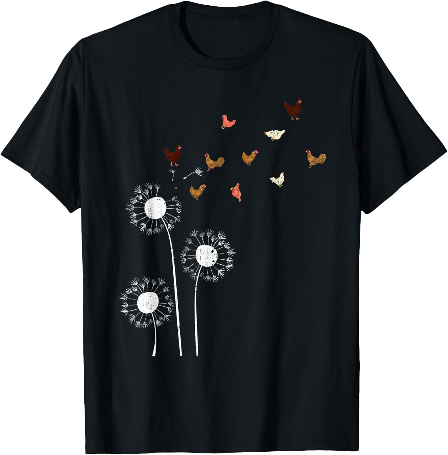 Poultry Farm Animal Farming Farmer Bird Dandelion Chicken T-Shirt - T-Shirt | Black