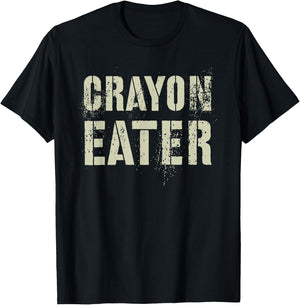 Funny Crayon Eater Proud Military Dad Officer Corp Joke T-Shirt - T-Shirt | Black