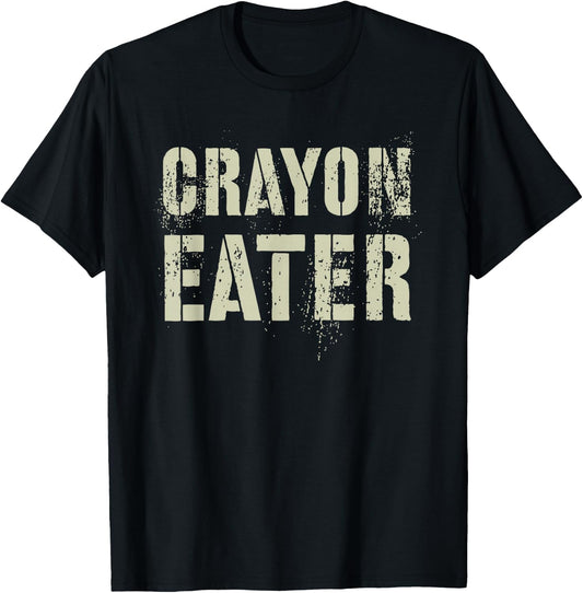 Funny Crayon Eater Proud Military Dad Officer Corp Joke T-Shirt - T-Shirt | Black