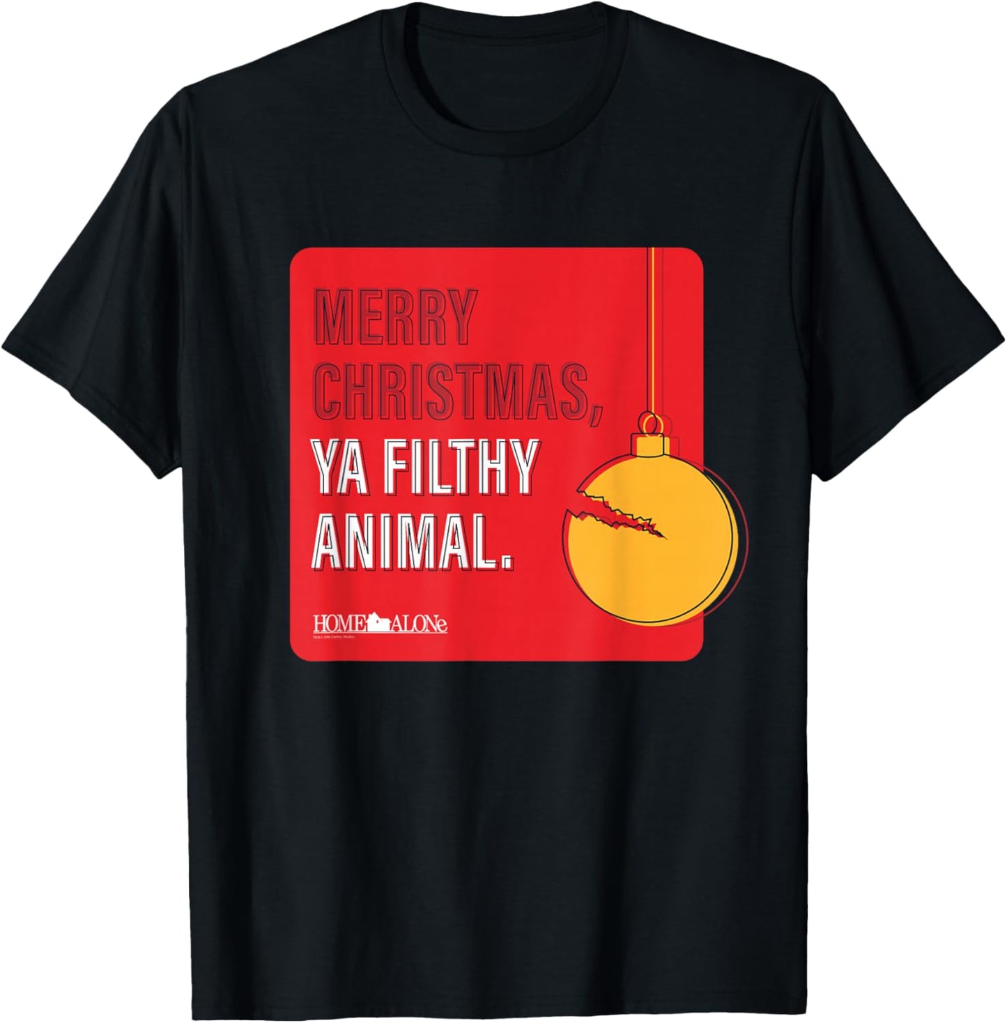 20th Century Studios Home Alone Movie Quote Merry Christmas, Ya Filthy Animal -Adults-Youth T-Shirt - T-Shirt | Black