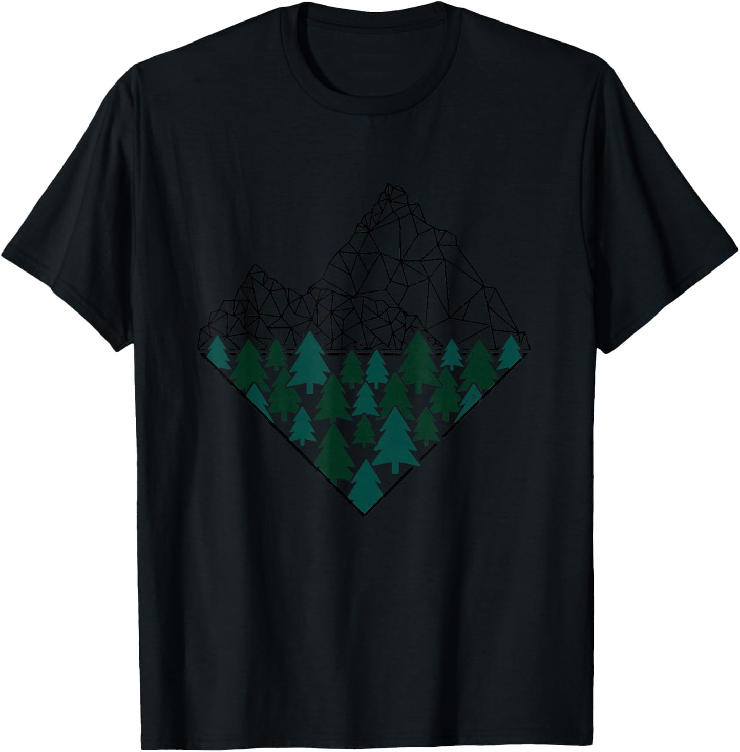 Wir Lieben Berge - Wandern & Camping Apparel Co. Men's Grey Mountain , Classic Fit, Short Sleeve, Size Small T-Shirt - T-Shirt | Black