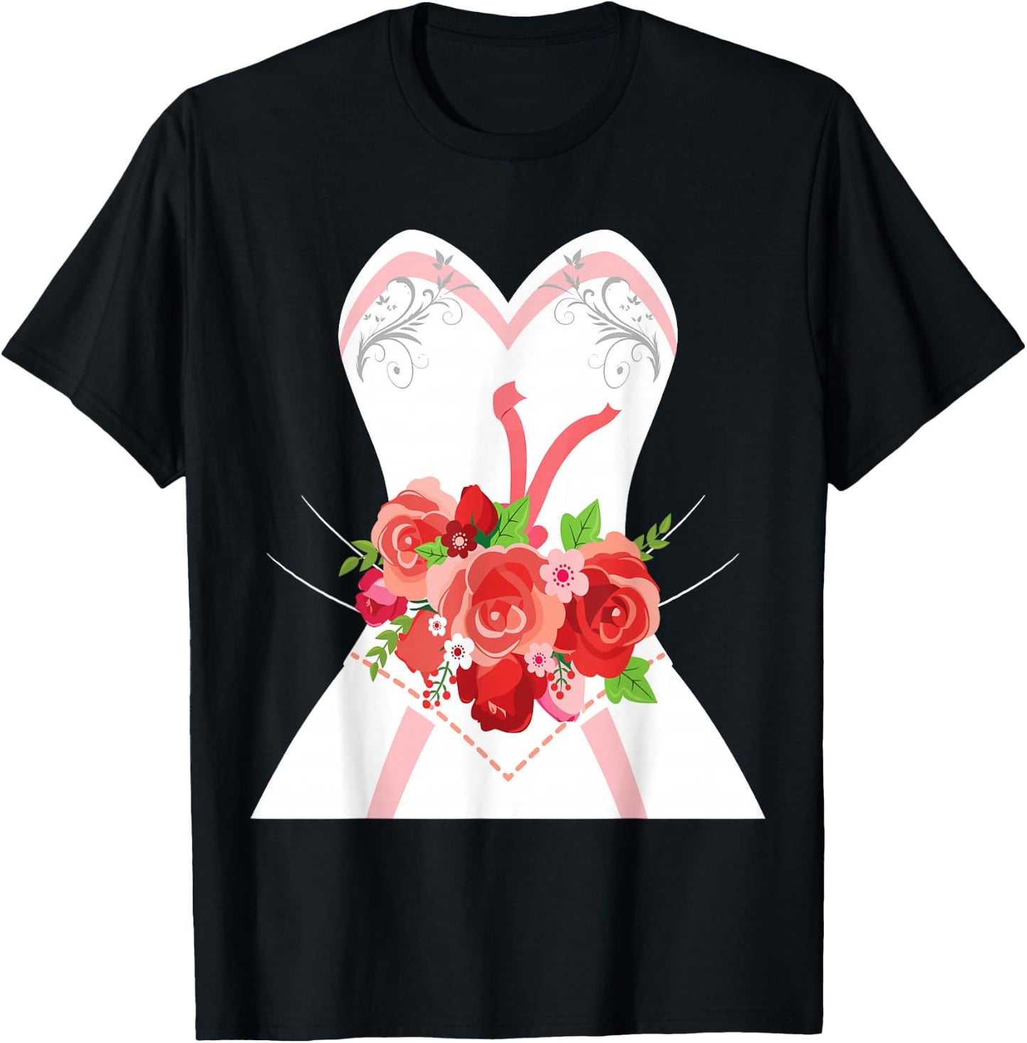 Simple Wedding Dress for Bridal Showers Gift T-Shirt - T-Shirt | Black