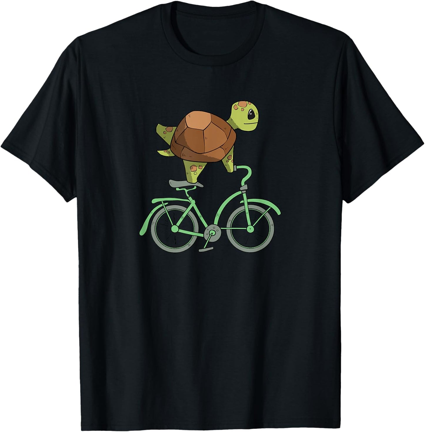Turtle on a Bike | Turtle Cycling | Bicycle Lover T-Shirt - T-Shirt | Black