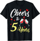 Dinking Wine Cheers To 5 Years Happy Wedding Married Memory T-Shirt - T-Shirt | Black