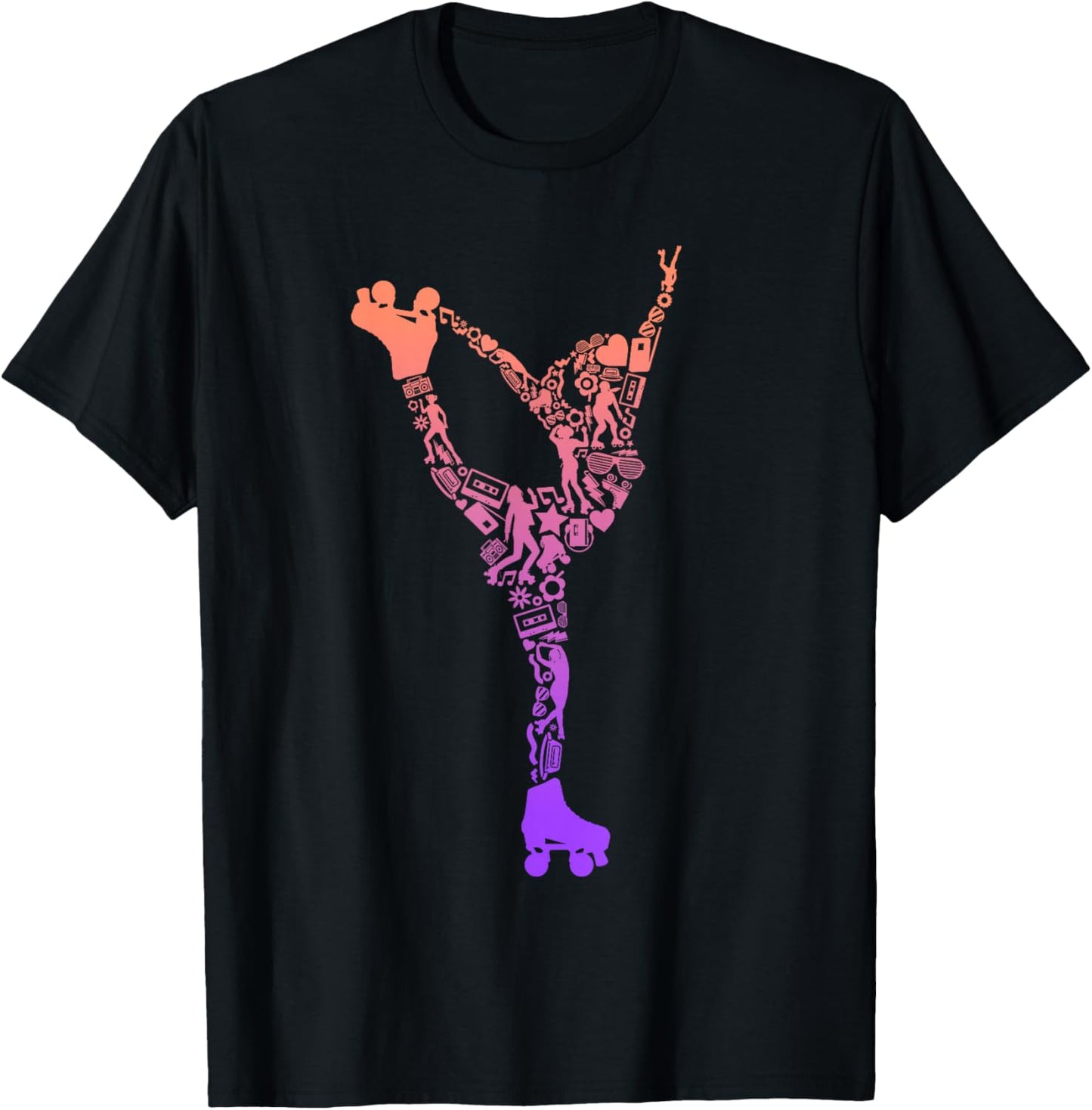 Roller Skates Roller Skates Symbols Girls Roller Skates T-Shirt - T-Shirt | Black