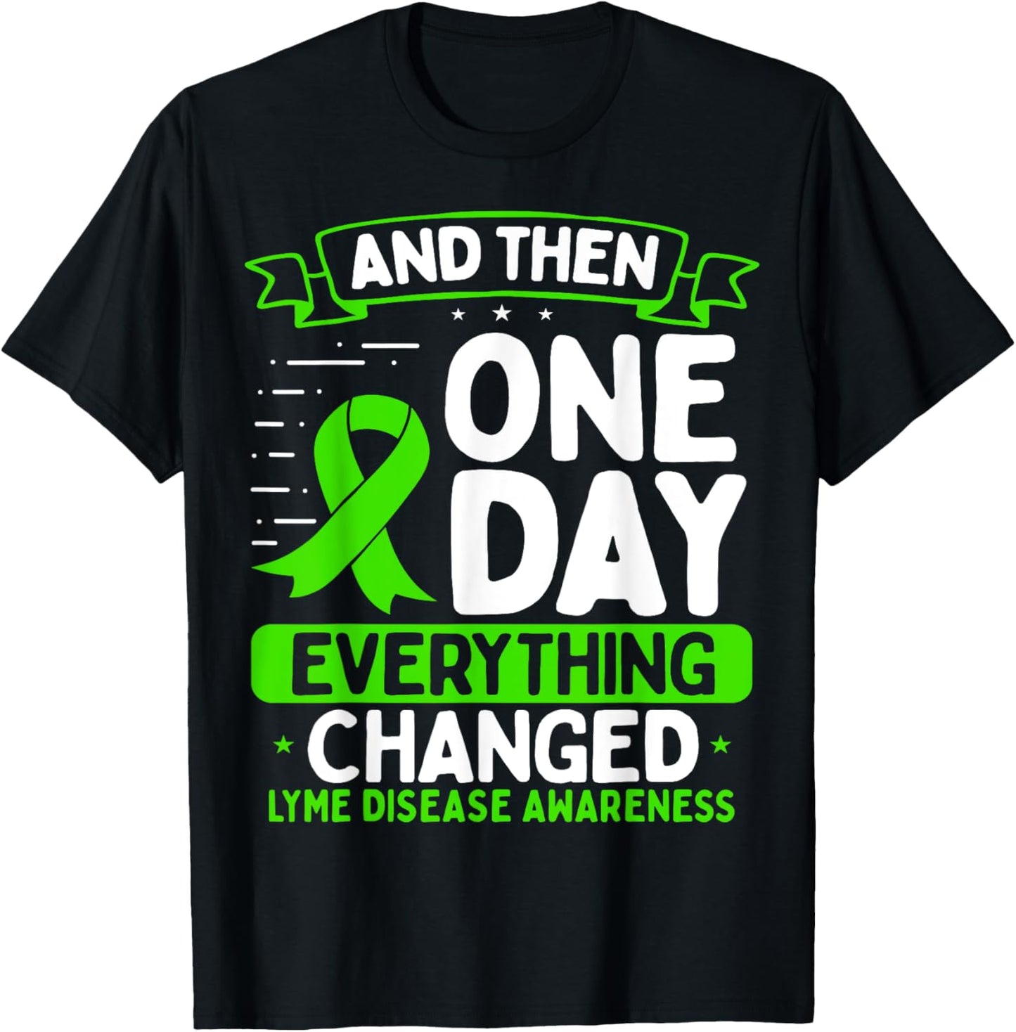 Lyme Disease Awareness Movement Warrior Survivor Ribbon T-Shirt - T-Shirt | Black