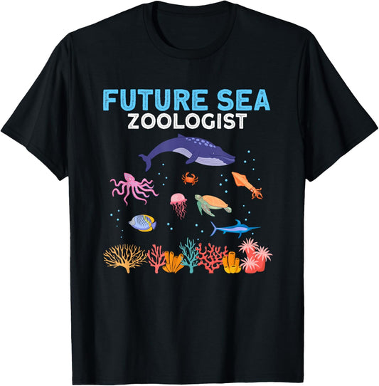 Future Sea Zoologist Ocean Student Marine Biologist T-Shirt - T-Shirt | Black