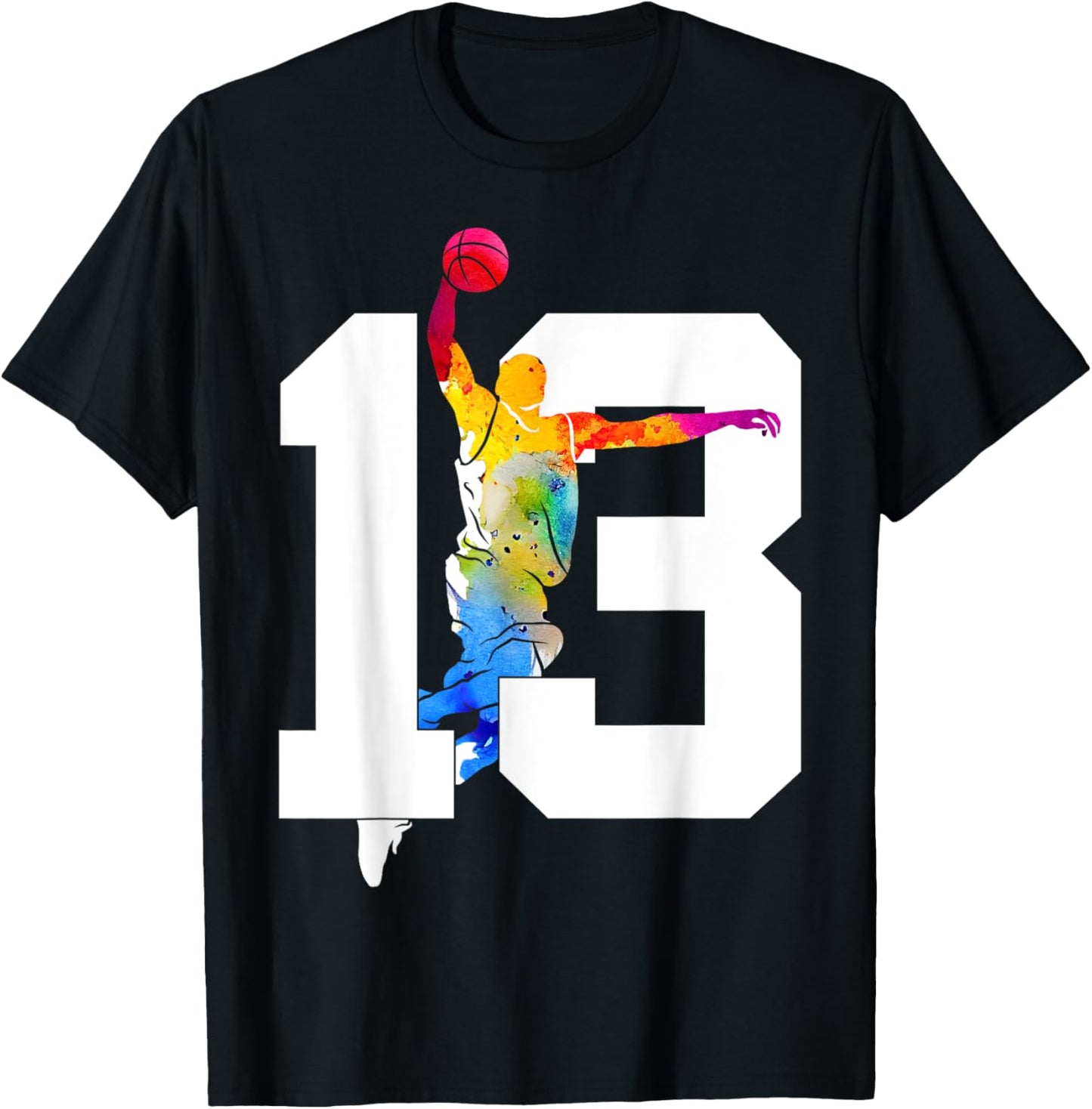 Number 13 Years Basketball 13th Birthday T-Shirt - T-Shirt | Black
