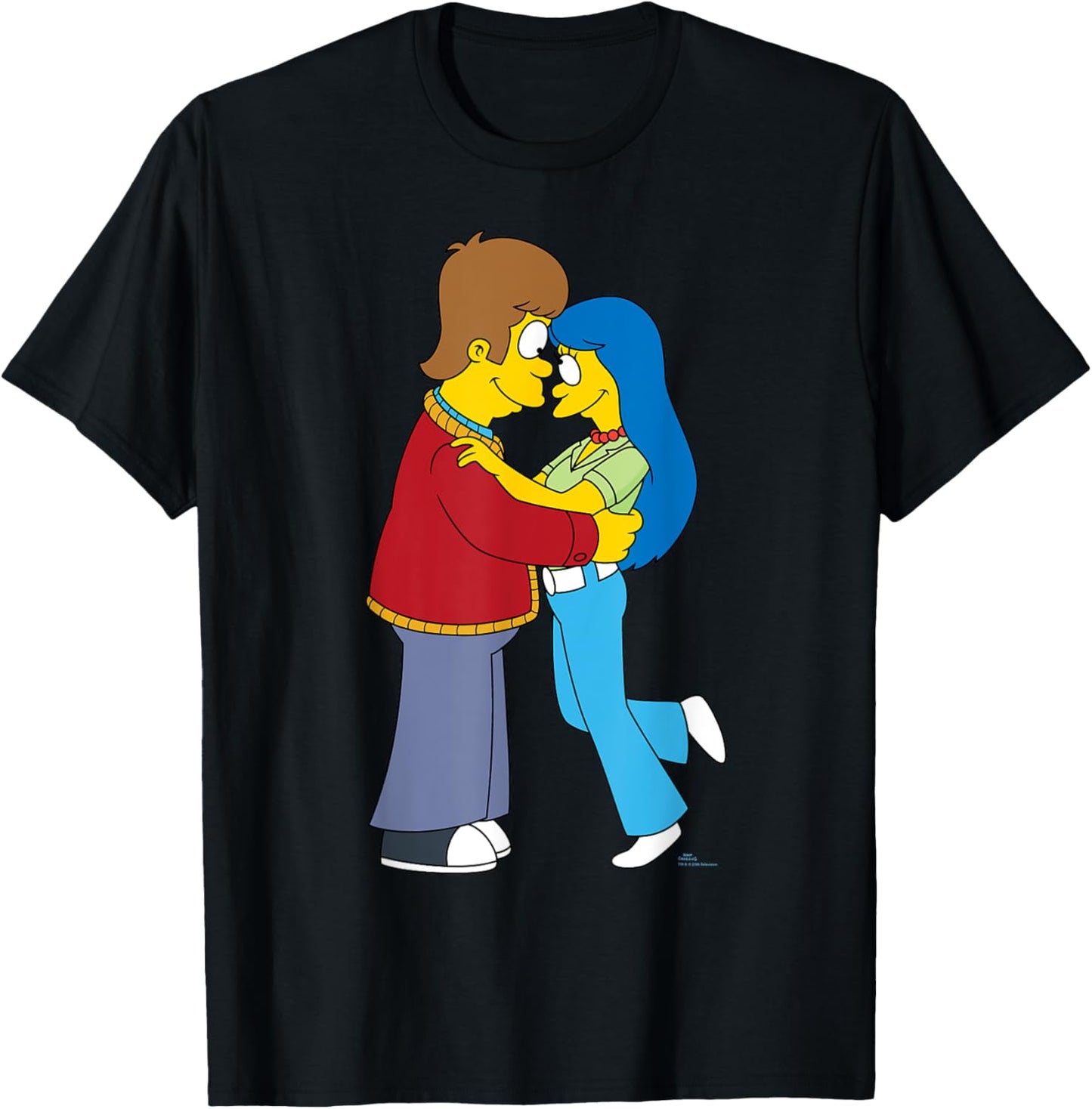 The Simpsons Flashback Homer & Marge Valentine’s Day Couple T-Shirt - T-Shirt | Black