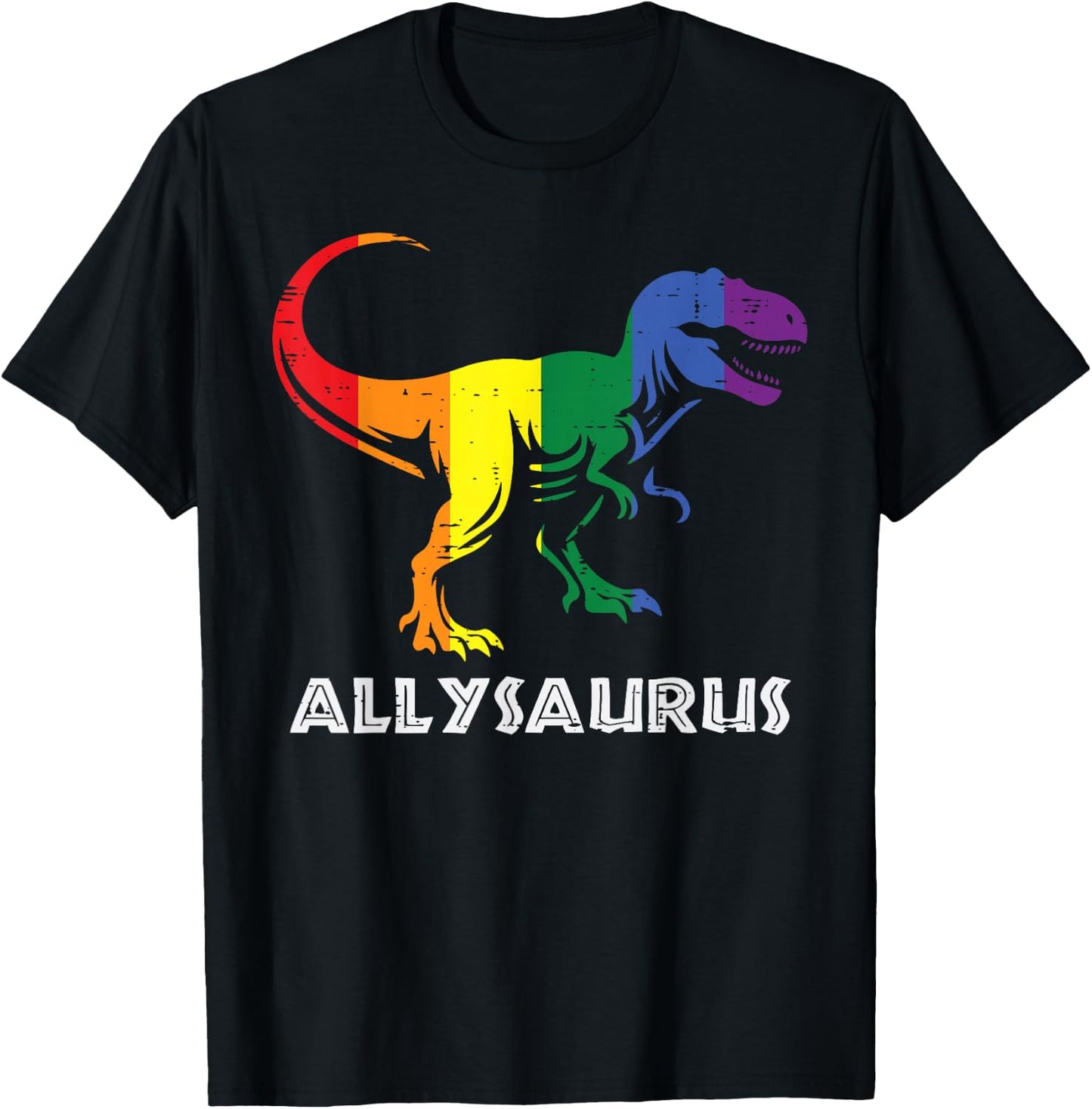 Gay Pride Month Allysaurus Trex Dino LGBTQ Ally Boys Kids T-Shirt - T-Shirt | Black
