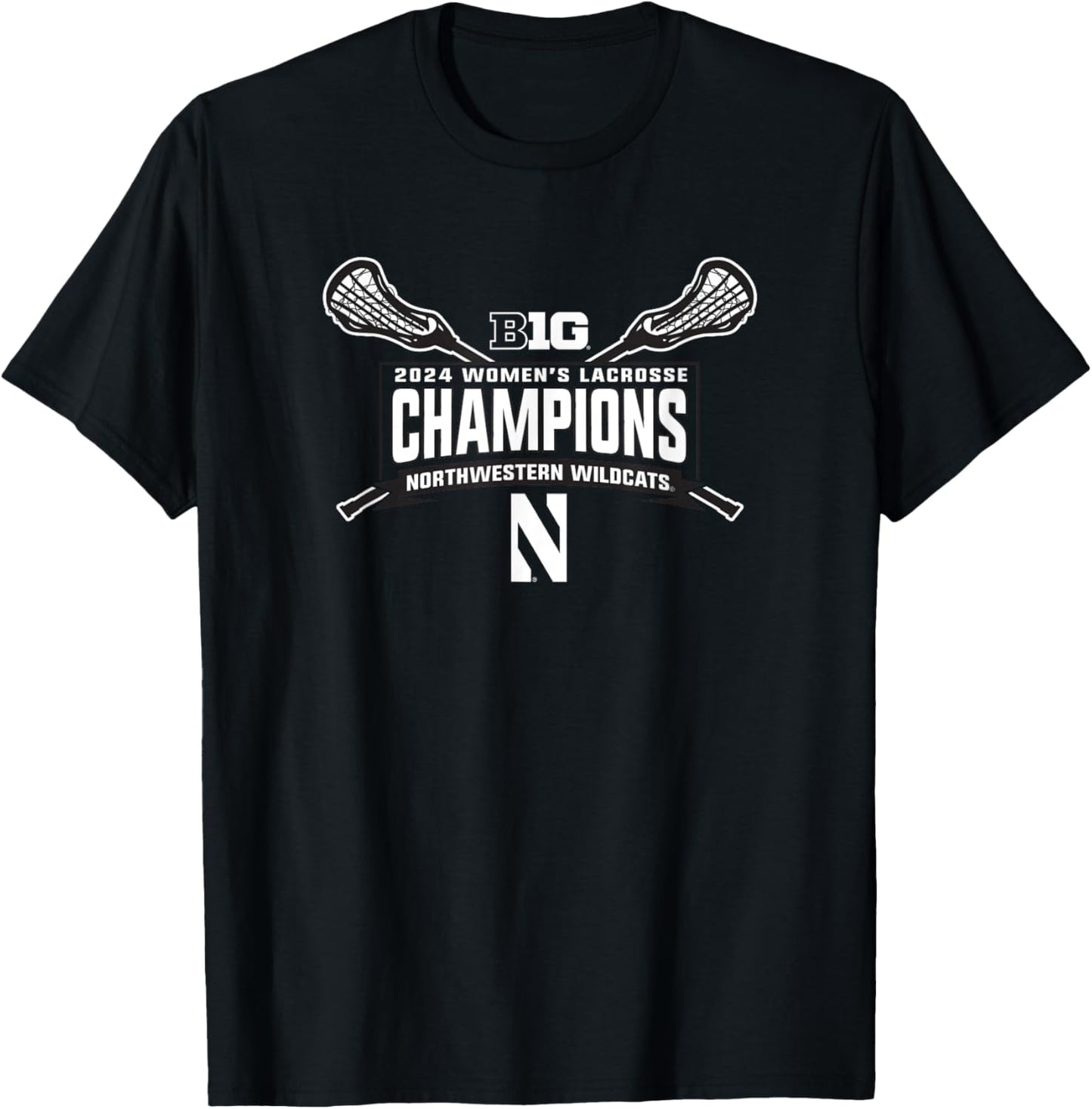 Northwestern Wildcats Big Ten Champs 2024 Women's Lacrosse T-Shirt - T-Shirt | Black