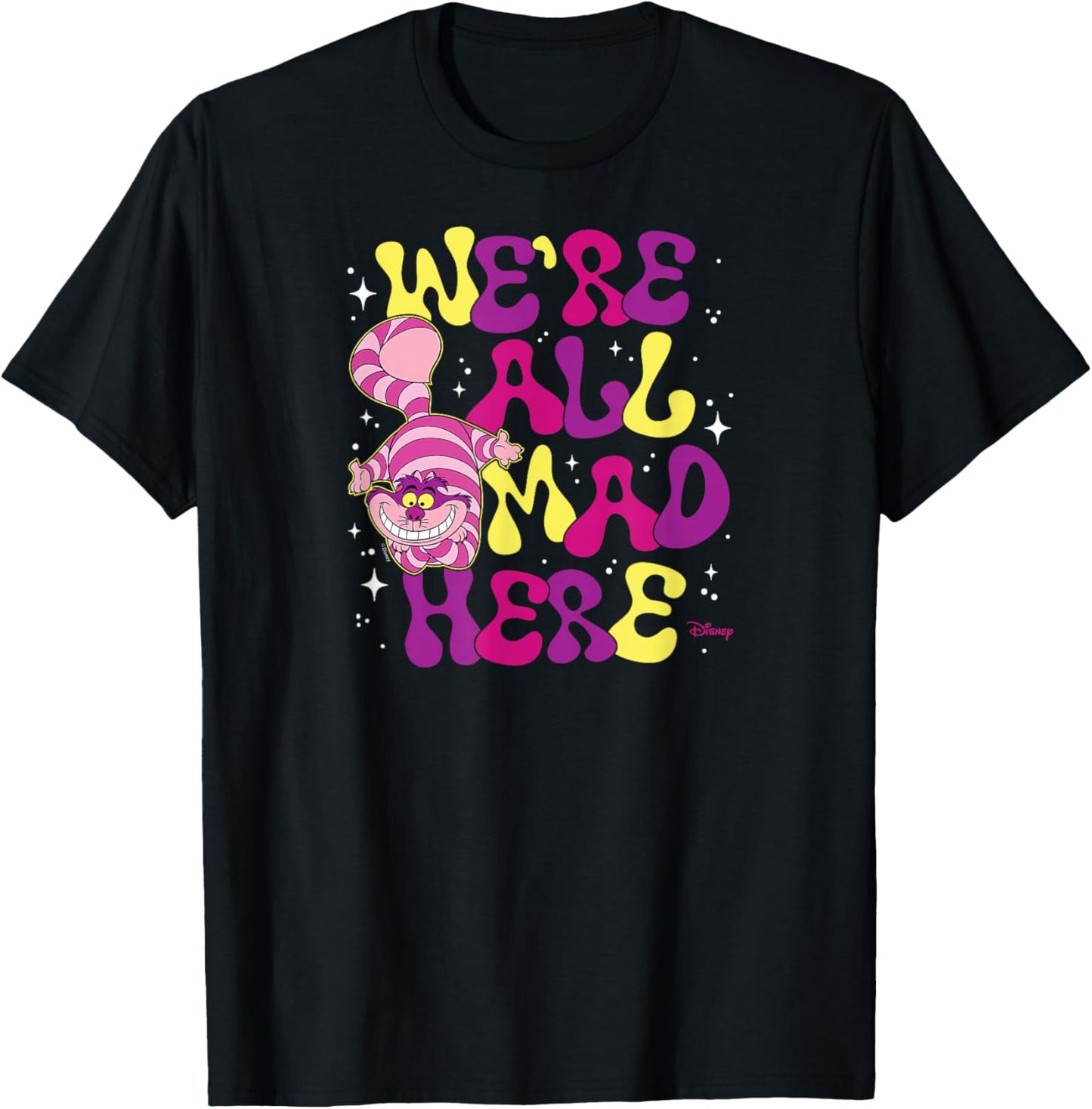 Alice in Wonderland - Cheshire Cat We're All Mad Here T-Shirt - T-Shirt | Black