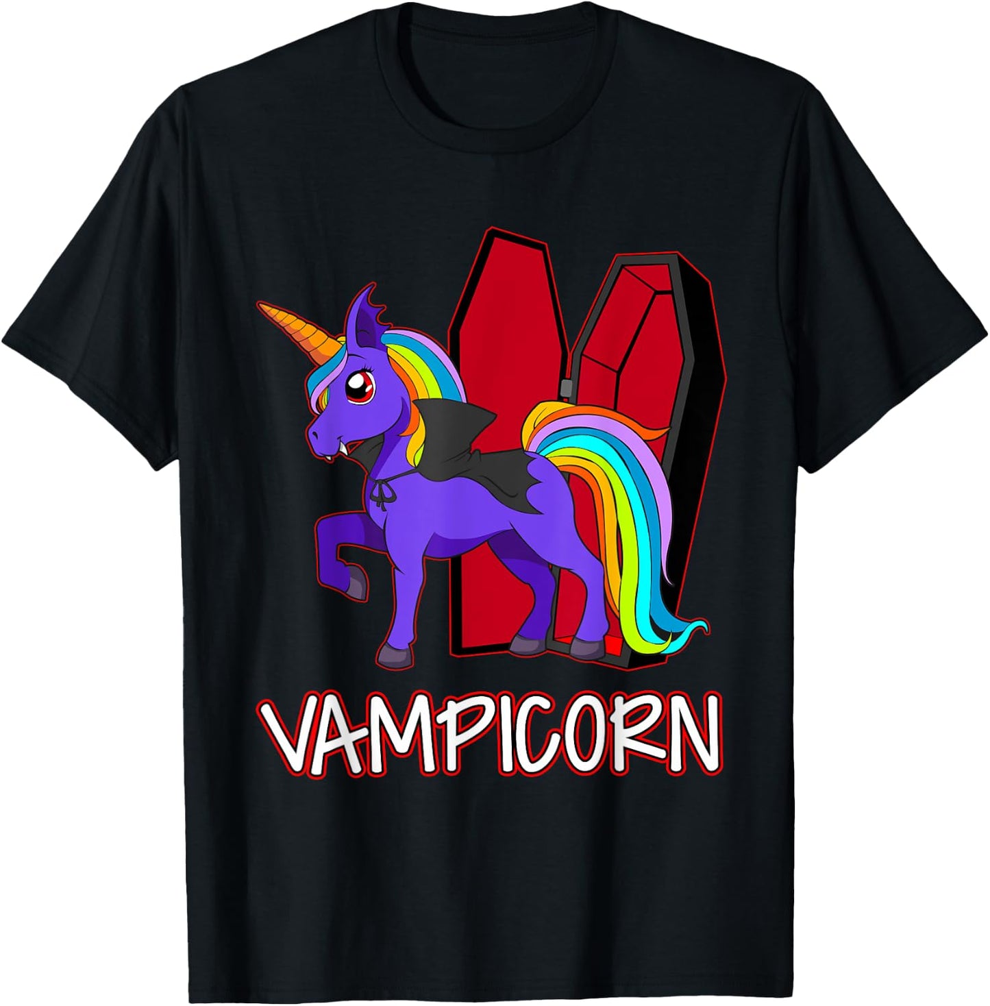 Unicorn Vampire Vampicorn Cute Women Halloween Party T-Shirt - T-Shirt | Black