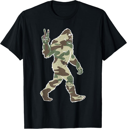 Vintage Bigfoot Sasquatch American Flag Camo Outdoors Hiking
