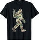 Vintage Bigfoot Sasquatch American Flag Camo Outdoors Hiking T-Shirt - T-Shirt | Black