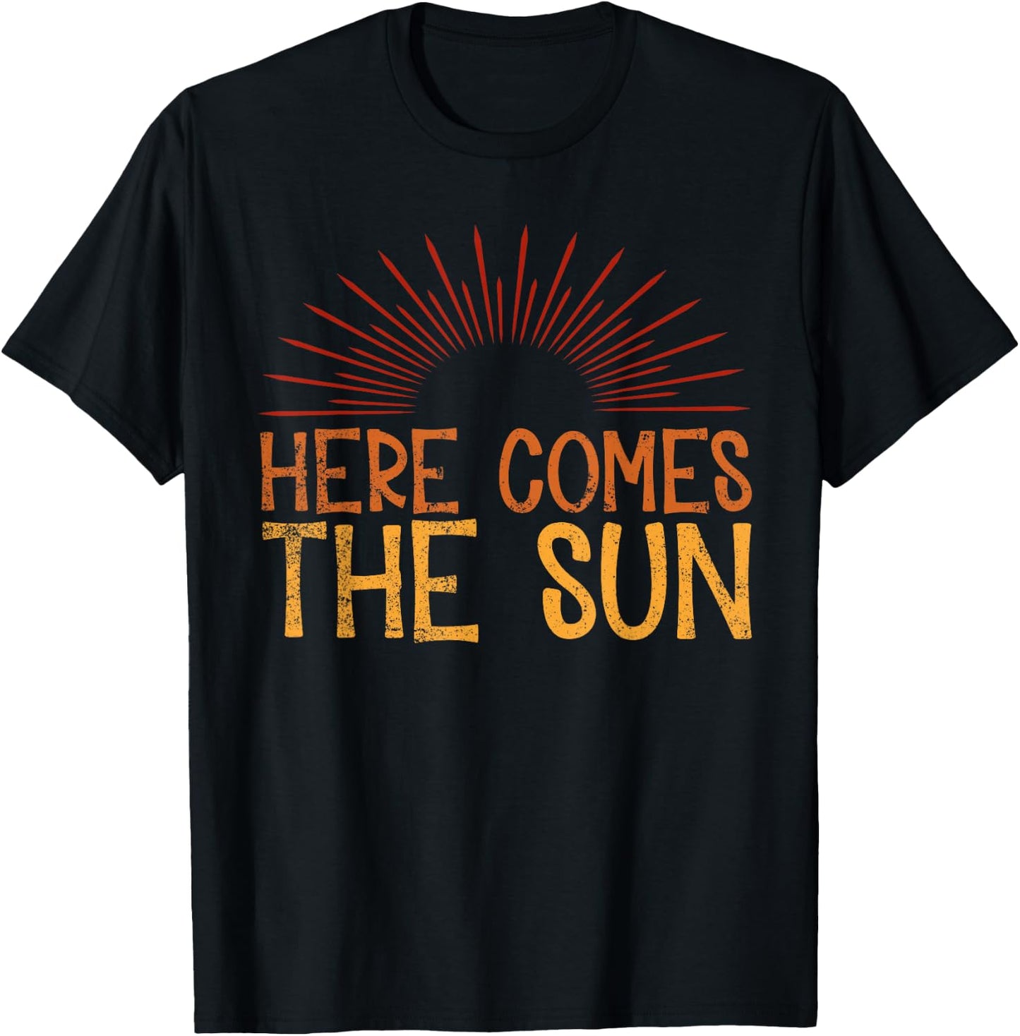 Here Comes The Sun Vintage Retro Beach Summer Vacation T-Shirt - T-Shirt | Black