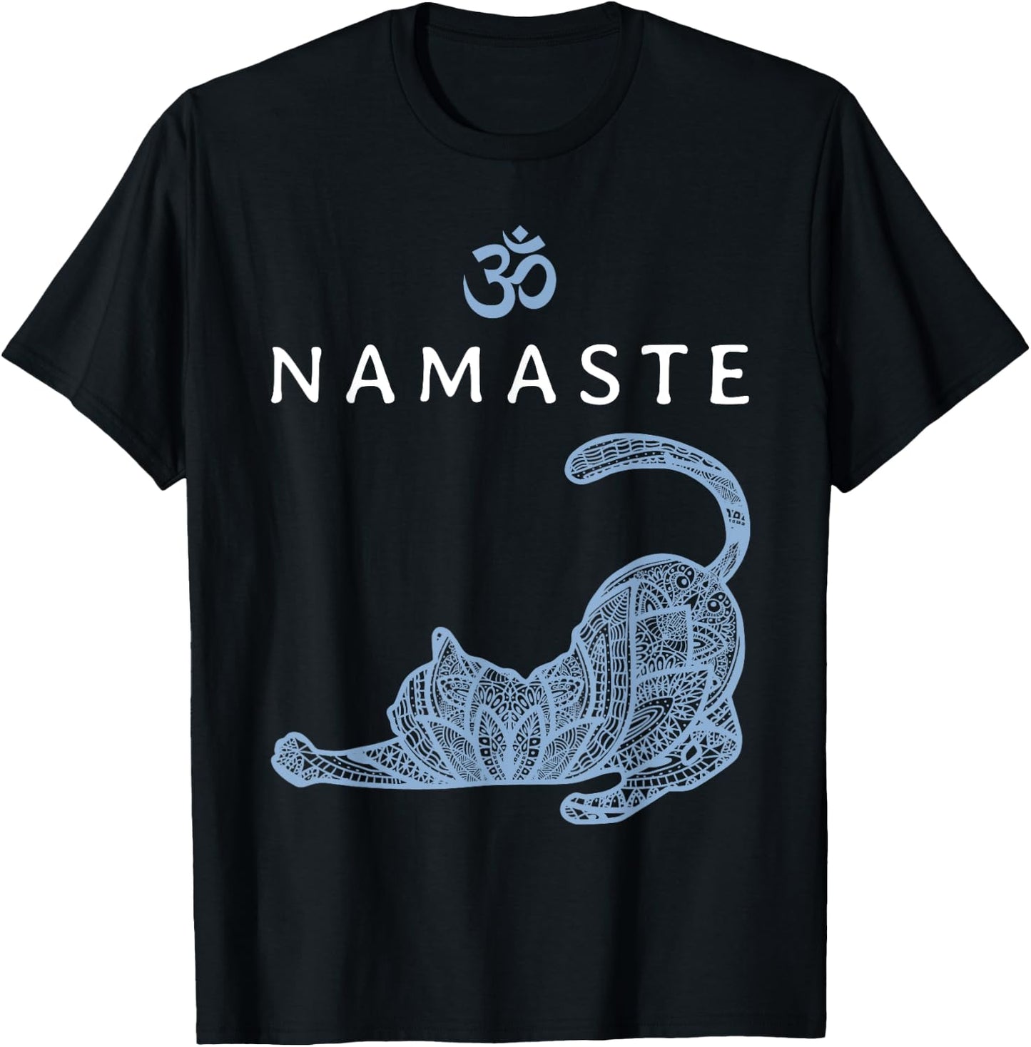 Namaste Cat In Yoga Pose Om Symbol Yoga Gift T-Shirt - T-Shirt | Black