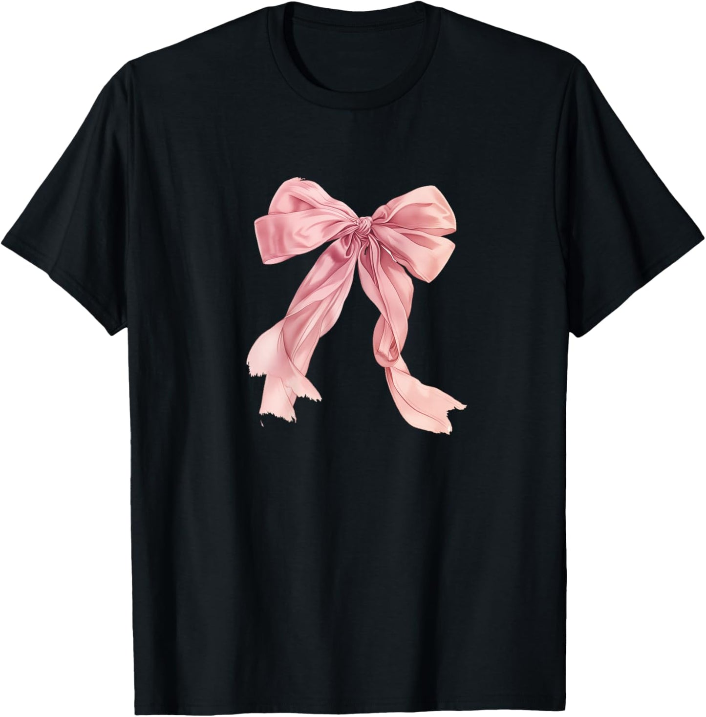 Baby Pink Bow Cute Coquette y2k Clean Girl Aesthetic Women T-Shirt - T-Shirt | Black