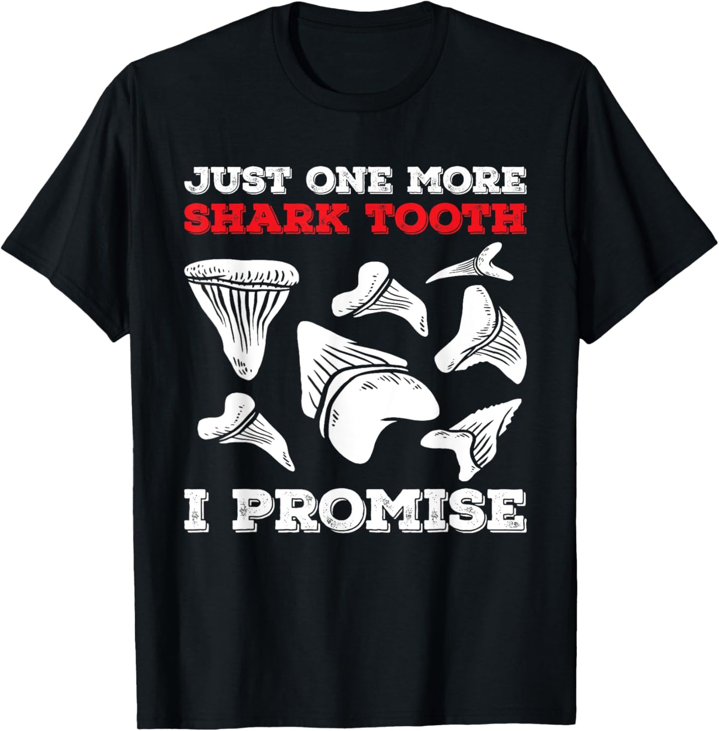 Retro Shark Teeth Collecting Tools Tooth Hunting Fossil Joke T-Shirt - T-Shirt | Black