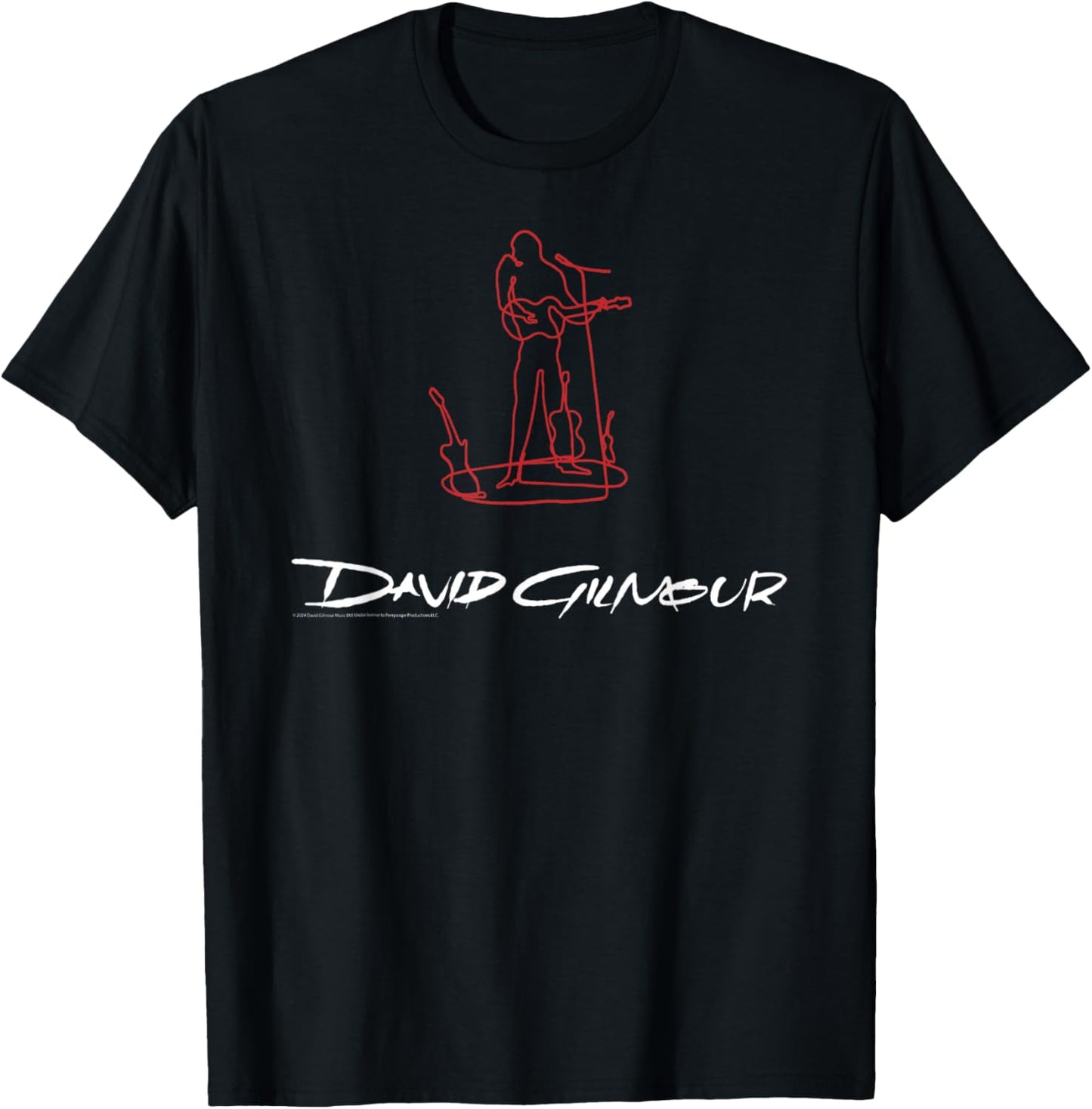 Official David Gilmour Sketched Art White T-Shirt - T-Shirt | Black