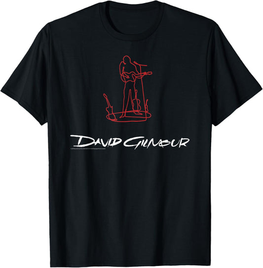 Official David Gilmour Sketched Art White T-Shirt - T-Shirt | Black