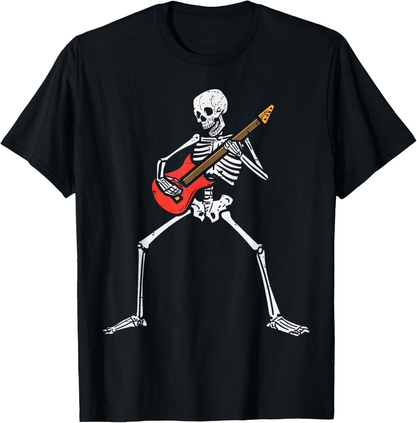 Halloween Skeleton Rocker Guitar Punk Rock Costume Men Women T-Shirt - T-Shirt | Black