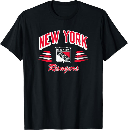 New York Rangers Retro Diamond Blue Officially Licensed T-Shirt - T-Shirt | Black