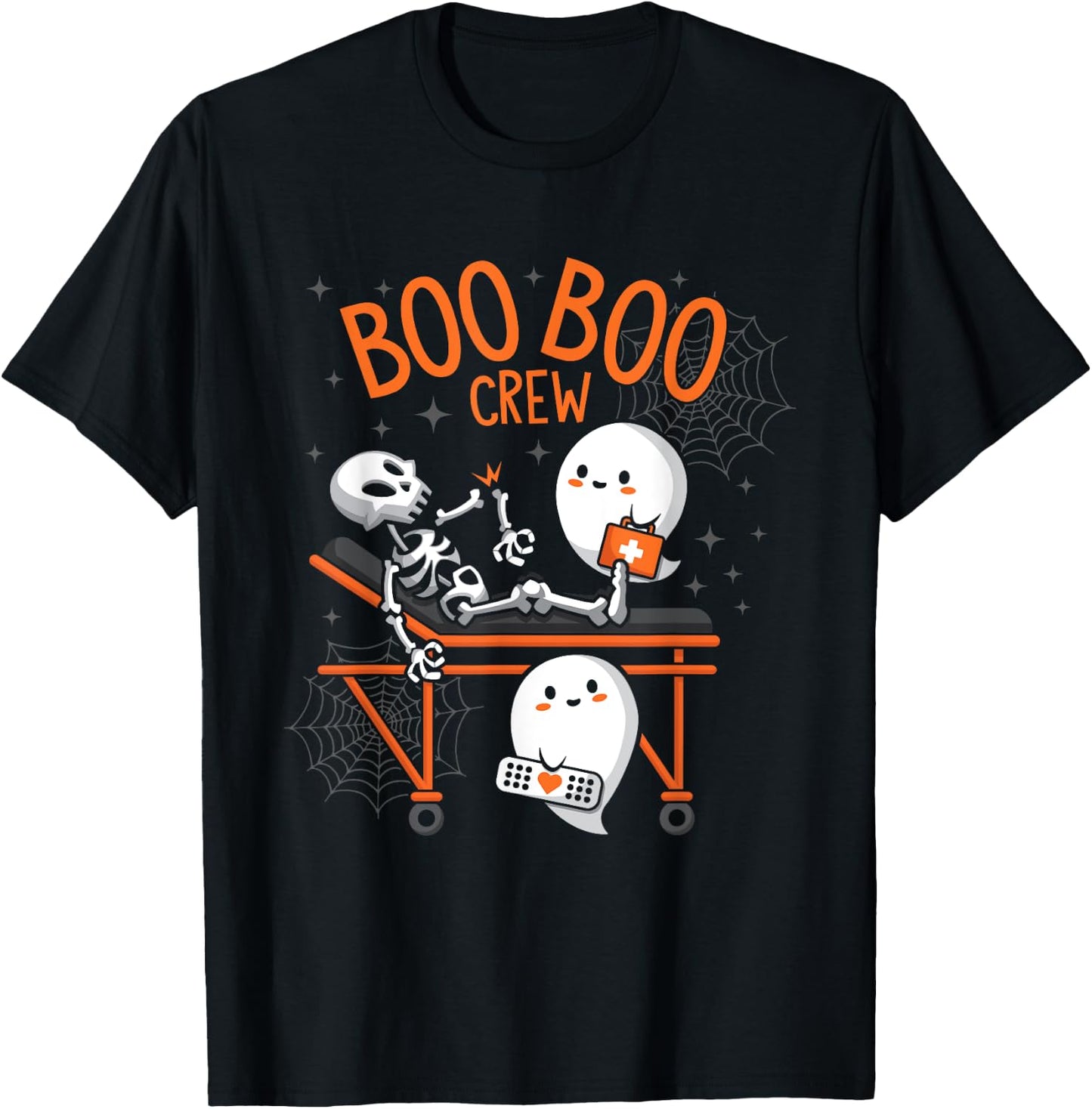 Boo Boo Crew Ghost Doctor Paramedic EMT Nurse Halloween T-Shirt - T-Shirt | Black