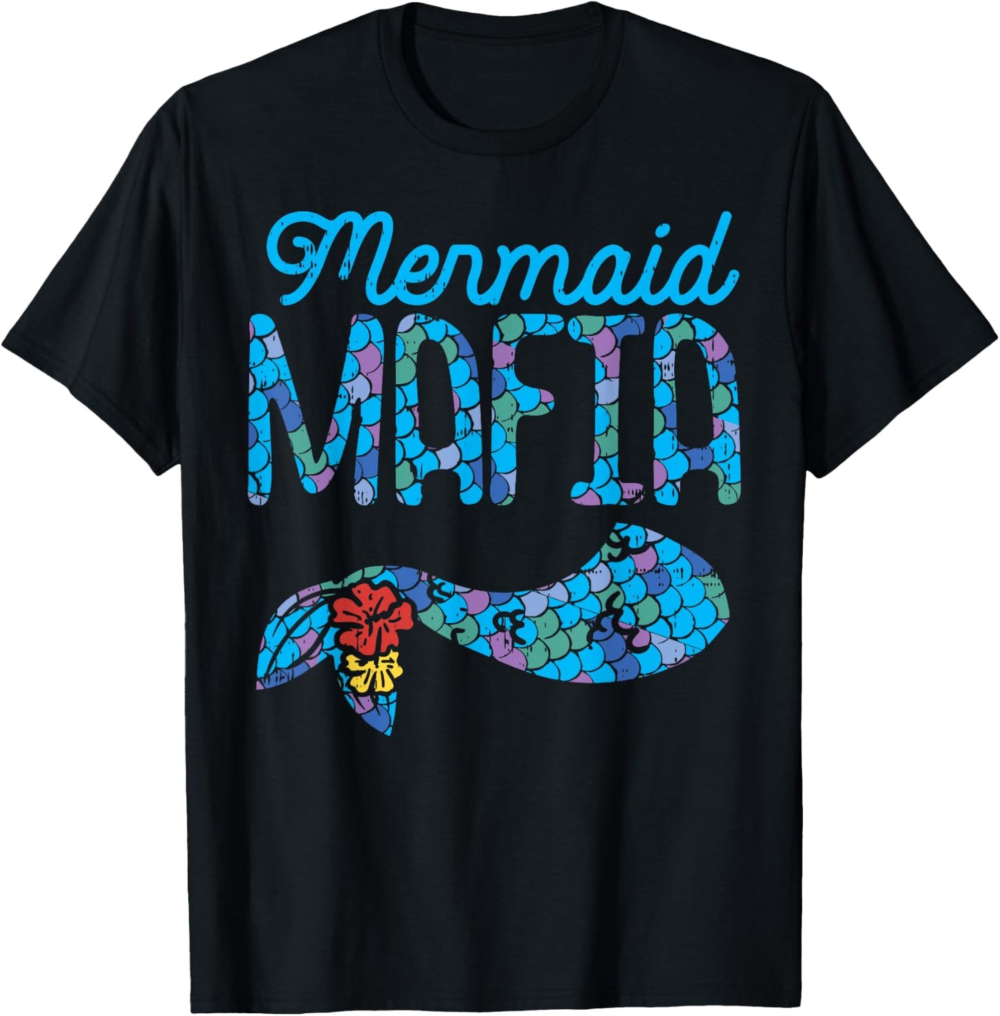 Mermaid Mafia Cute Tail Security Family Matching Party Gift T-Shirt - T-Shirt | Black
