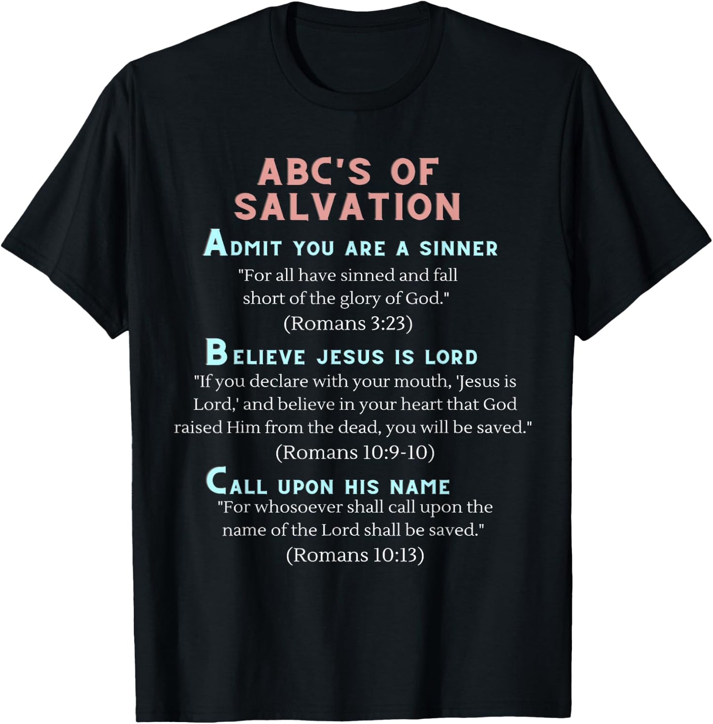 Clove & Lime Designs ABC's of Salvation ,.Blue,Small T-Shirt - T-Shirt | Black